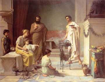 John William Waterhouse Painting - A Sick Child Brought into the Temple of Aesculapius Greek John William Waterhouse